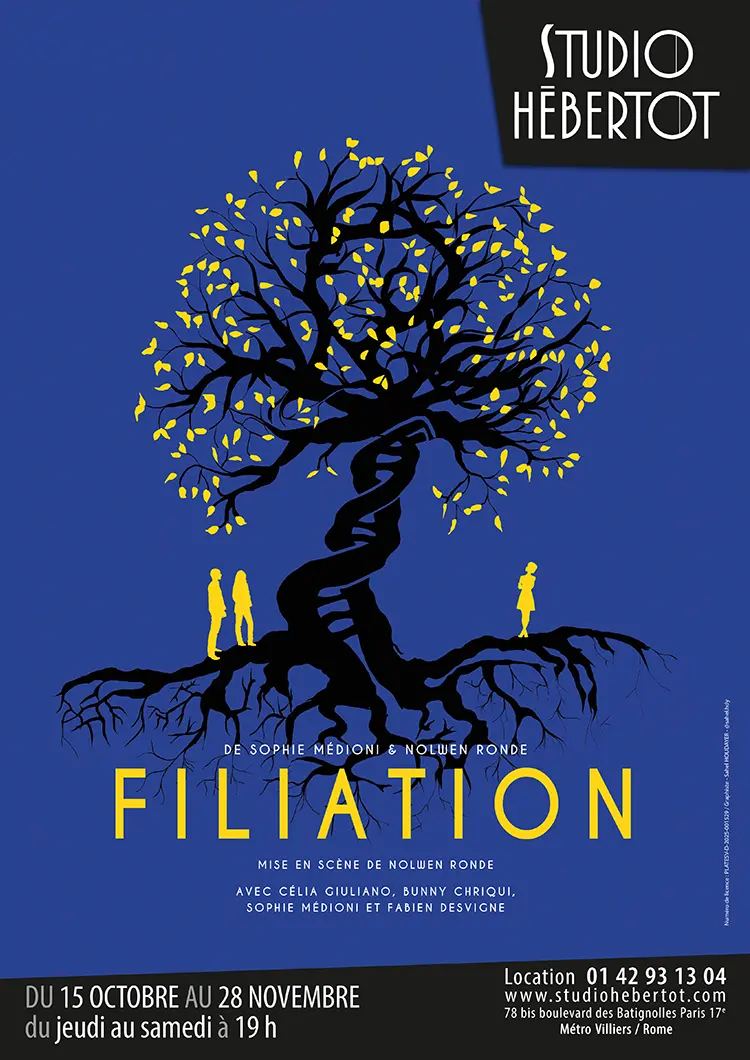 Affiche de la pièce Filiation au Studio Hébertot